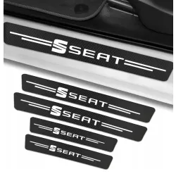 Naklejki ochronne na progi SEAT  – Carbon Look z Logo SEAT - zestaw 4 sztuk